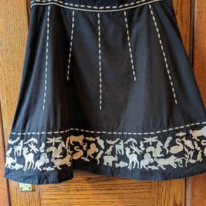 Anthropologie Black and White Embroidered Skirt